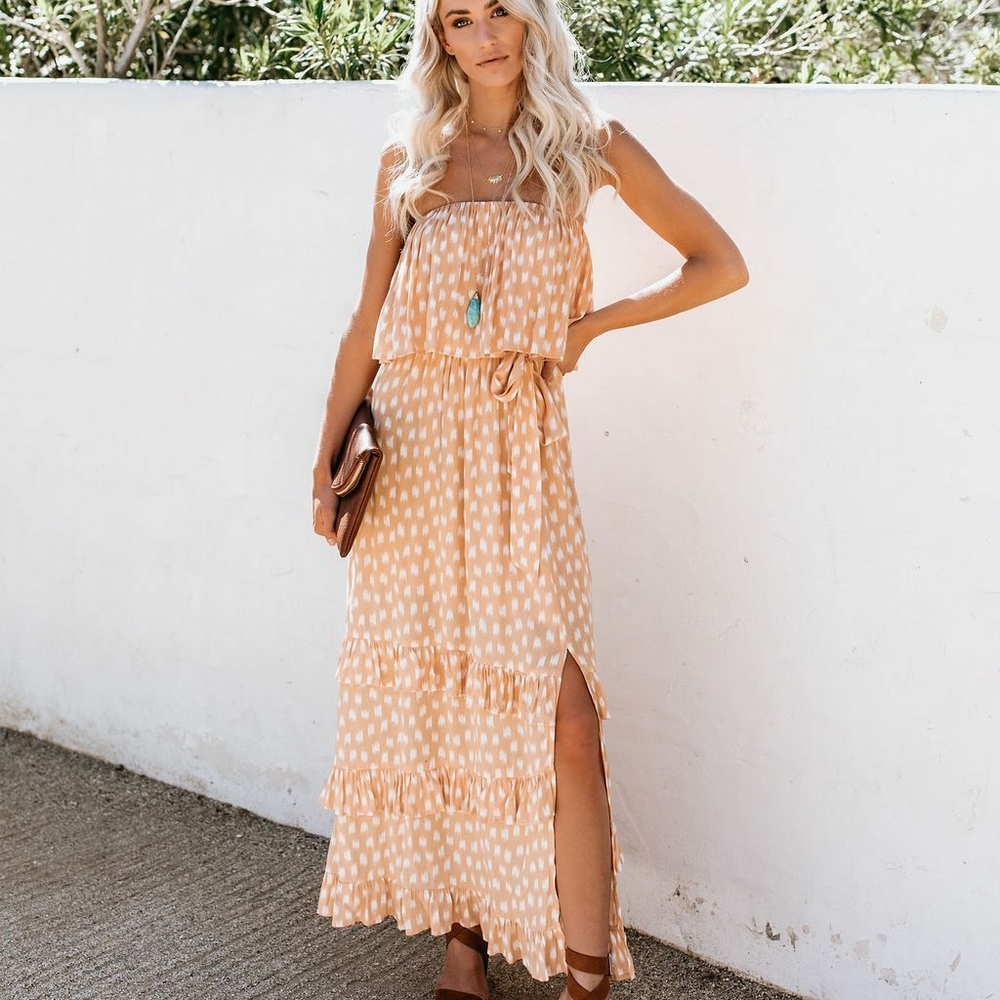 Melody strapless floral maxi dress